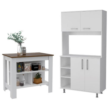 Home Square 2-Piece Set with Kitchen Island & Pantry Two-Door Cabinet