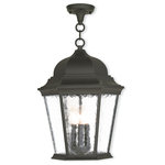 Livex Lighting - Outdoor Chain-Hang Lantern With Clear Water Glass, Textured Black - A decorative top and arm are paired with a simple six-sided frame in this textured black and clear water glass outdoor chain hung lantern is constructed of cast aluminum.