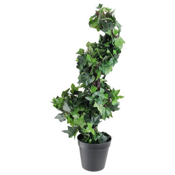 22.5" Potted Artificial English Ivy Spiral Topiary Tree