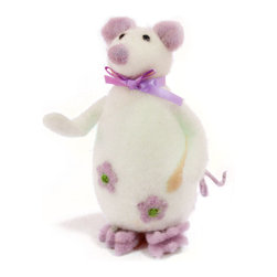 Shea's Wildflower - 6" Marilee The Small White and Purple Mouse - Wreaths And Garlands