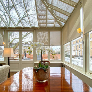 London Terrace Conservatory - French Pinoleum Blinds and Screen Roller Blinds