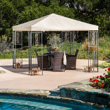 Manchester Outdoor Steel Gazebo Canopy w/ Brown Cover - See more at: http