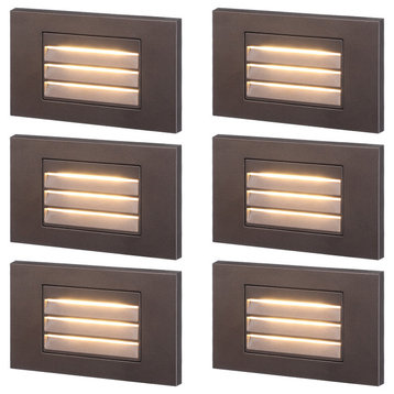 5W Louvered Dimmable LED Step Lights, 3000K Warm White, Oil Bronze, Pack of 6