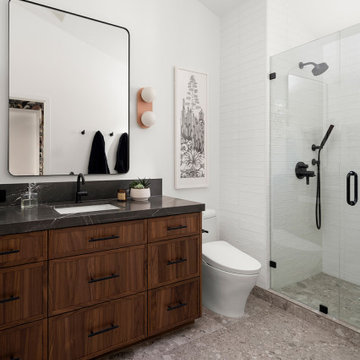Primary Bathroom with Custom Walnut Vanity