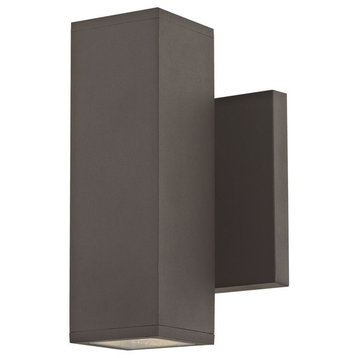 Square Cylinder Outdoor Wall Light Up / Down Bronze
