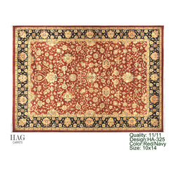 H.A.G. Hand Knotted Carpet 11/11 Quality Red/Navy - Floor Rugs