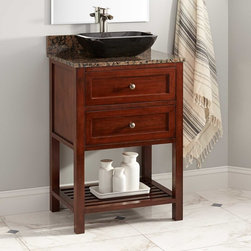 24" TAREN NARROW DEPTH BAMBOO VESSEL SINK VANITY - LIGHT ESPRESSO - Bathroom Vanities And Sink Consoles