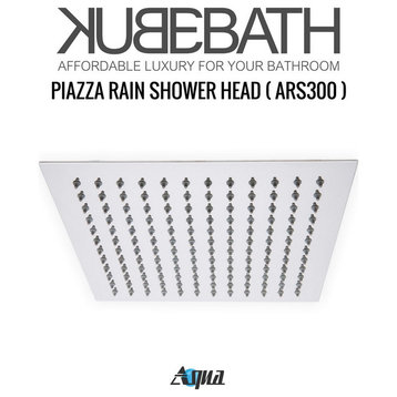 Aqua Piazza 12" Super Slim Square Rain Shower Head, Chrome
