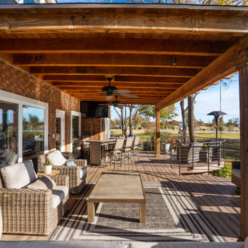 Elevated Curved Deck with Roof Extension Arbor