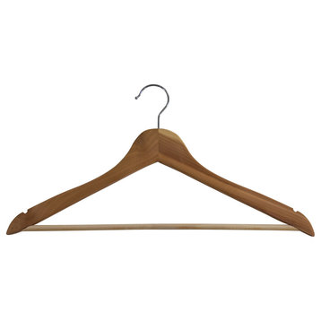 Flat Unfinished Cedar Suit Hanger With Bar, Box of 8