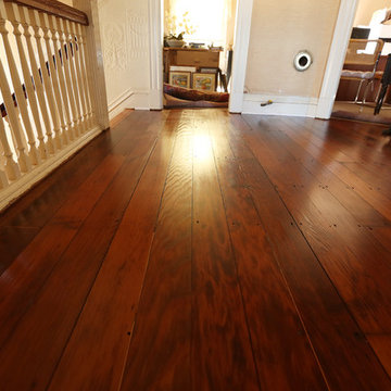 Almost completed refinishing hardwood floor at Upper Landing area