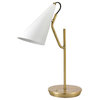 Novogratz x Globe Hartford 18" Matte Brass Desk Lamp with Matte White Shade