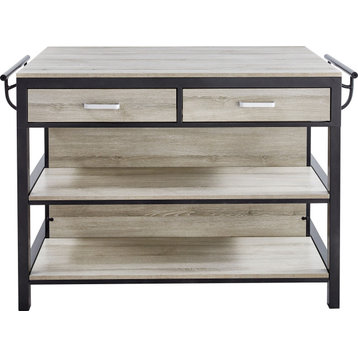 Carson Counter Kitchen Table - Weathered Driftwood Finish with Black Flash Silve