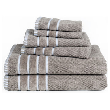 Rice Weave 6-Piece Cotton Towel Set, Taupe