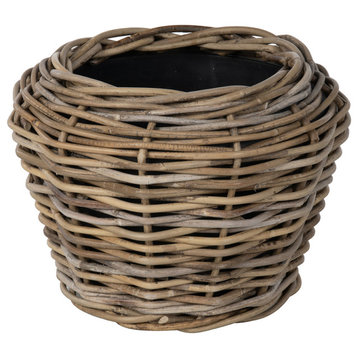 Rattan Kobo Indoor and Outdoor Planter Basket With Plastic Pot, X-Small