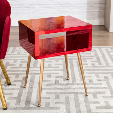 Modern Glass and Lucite Side End Tables