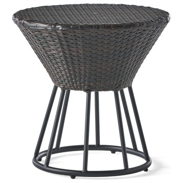 GDF Studio Kavala Wicker Outdoor Accent Table, Brown