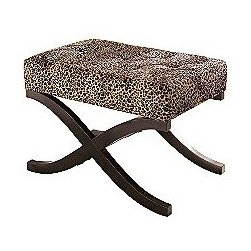 Leopard Animal Print Accent Stool - Accent And Storage Benches