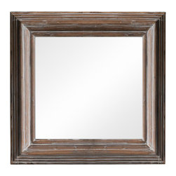 Vagabond Vintage - Large Grey Washed Square Framed Mirror - Wall Mirrors