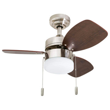 Honeywell Ocean Breeze Small Ceiling Fan with Light, 30 Inch, Brushed Nickel