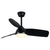 42" Decorative Led Light Black Ceiling Fan With Remote Control, Black