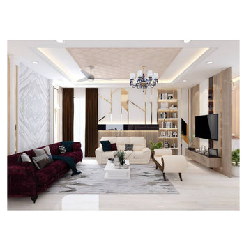 Modern Living Room Interior Design by Custom Design Interiors Pvt. Ltd.