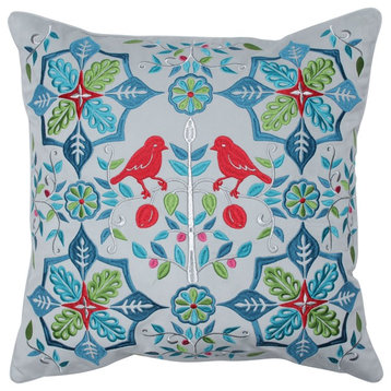 Snowflakes and Berries 20" Pillow  Mulitcolored