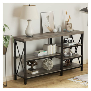 Console Table for Entryway with 5 Tier Storage Shelves for Living Room Farmhouse Console Tables by Imtinanz LLC Houzz