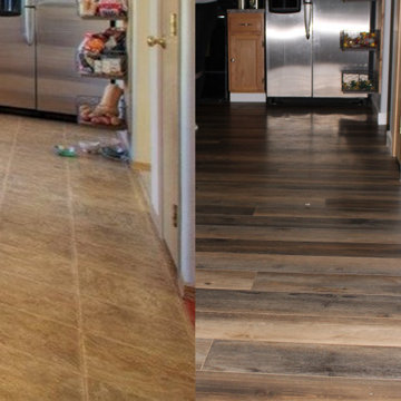 Before and After - Sheet Vinyl to TruCor LVP in Charcoal Pine