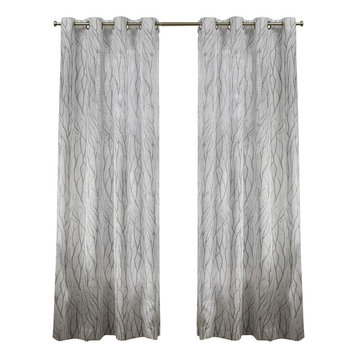 Oakdale Grommet Top Window Curtain Panel Pair, 54x96, Silver