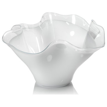 Vellerti 9.25 Tall Wave Glass Bowl, White