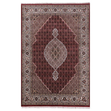 Persian Tabriz Hand Knotted Wool and Silk Rug 5' 8" X 8' 2" Q6044