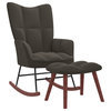 Vidaxl Rocking Chair With A Stool Dark Gray Velvet