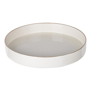 Benzara BM152860 Elegant Sturdy Wooden Round Tray White