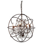 Warehouse of Tiffany - Warehouse of Tiffany Planetshaker Spherical Chandelier, Antique Bronze - This antique hanging chandelier makes a beautiful statement in any formal dining space. This transitional piece is made of only metal and crystal and is finished in an antique bronze for classic appeal. Its distinct spherical shape makes it a unique addition to your home. Add this bronze chandelier to a living room for a remarkable focal point.