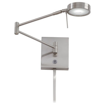 George Kovacs P4308-084 Brushed Nickel Puck LED Swing Arm Wall Sconce