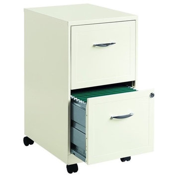 Space Solutions 18" 2 Drawer Mobile Metal Vertical File Cabinet Pearl White