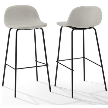 Crosley Riley 29.5" Fabric Bar Stool in Oatmeal and Matte Black (Set of 2)
