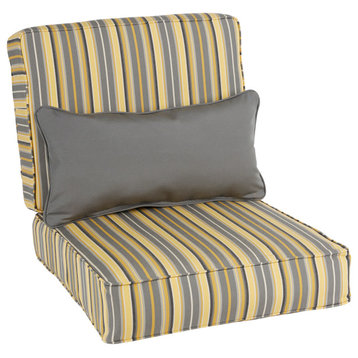 Sunbrella Foster Metallic Outdoor Deep Seating Cushion Set with Pillow, 23.5x23