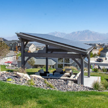 Timber Frame Pavilion w/Solar Panels & Integrated Power Posts