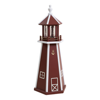 Outdoor Wooden Lighthouse Lawn Ornament, 3 Foot - Beach Style - Garden ...