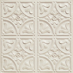 148 White Pearl Faux Tin Ceiling Tile 24x24 - TIny Tulips - Ceiling Tile