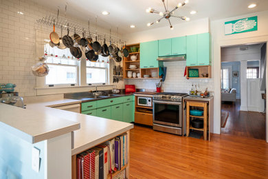 Example of an arts and crafts kitchen design in Atlanta