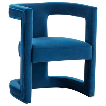 Limari Home Kendra 19" Cage-Style Modern Velvet Accent Chair in Blue Finish
