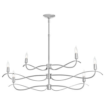 Willow 6-Light Small Chandelier, Sterling Finish, Standard Overall Height
