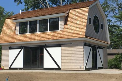 Example of a beach style exterior home design in Boston