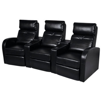 vidaXL Sofa 3 Seat Recliner Sofa with Adjustable Backrest Black Faux Leather