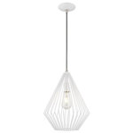 Livex Lighting - Livex Lighting 41325-03 Geometric Shade - 11.5" One Light Mini Pendant - The stunning dimension make this contemporary miniGeometric Shade 11.5 White White Metal Sh *UL Approved: YES Energy Star Qualified: n/a ADA Certified: n/a  *Number of Lights: Lamp: 1-*Wattage:60w Medium Base bulb(s) *Bulb Included:No *Bulb Type:Medium Base *Finish Type:White