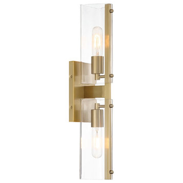 Designers Fountain Latitude 22.25" 2-Light Wall Sconce, Gold/Clear, D279M-2WS-BG