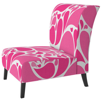 Pink Floral Paisley Chair, Slipper Chair